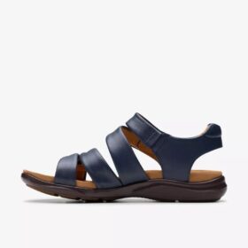 Sandalias planas de piel azul marino Kitly Ave para mujer