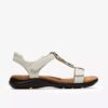 Sandalias planas de piel blanca Kitly Gem para mujer Sandalias planas de piel blanca Kitly Gem para mujer
