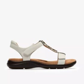 Sandalias planas de piel blanca Kitly Gem para mujer