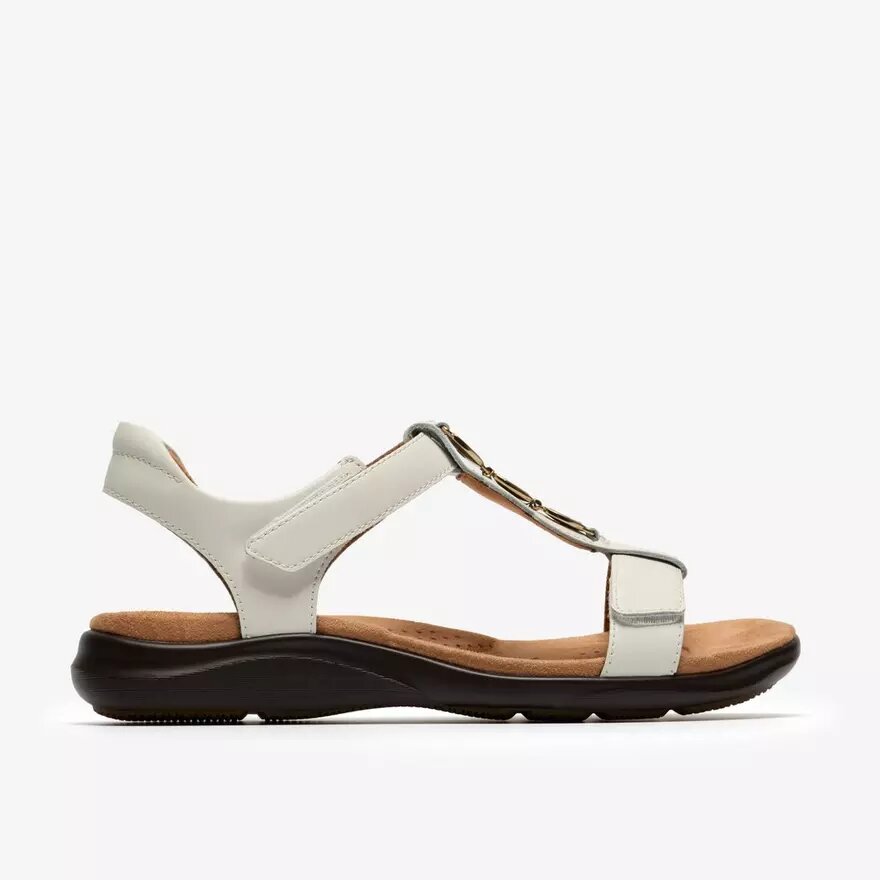 Sandalias planas de piel blanca Kitly Gem para mujer Sandalias planas de piel blanca Kitly Gem para mujer