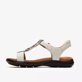 Sandalias planas de piel blanca Kitly Gem para mujer