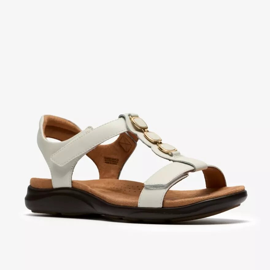 Sandalias planas de piel blanca Kitly Gem para mujer Sandalias planas de piel blanca Kitly Gem para mujer