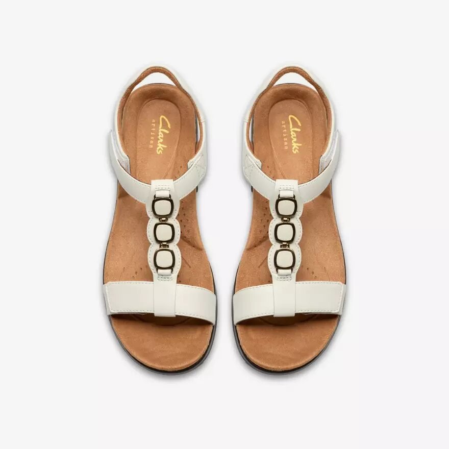 Sandalias planas de piel blanca Kitly Gem para mujer Sandalias planas de piel blanca Kitly Gem para mujer