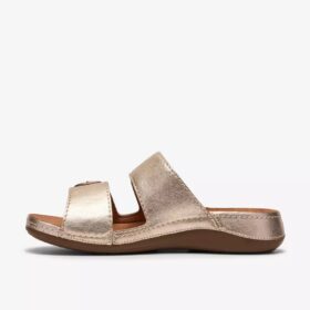 Sandalias planas de piel color champán «Cecily Step» para mujer