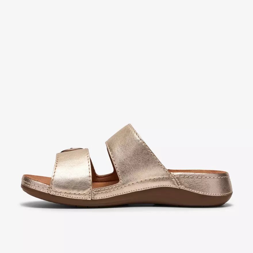 Sandalias planas de piel color champán «Cecily Step» para mujer Sandalias planas de piel color champán «Cecily Step» para mujer
