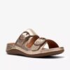 Sandalias planas de piel color champán «Cecily Step» para mujer Sandalias planas de piel color champán «Cecily Step» para mujer