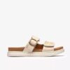 Sandalias planas de piel color crema Arwell Step para mujer Sandalias planas de piel color crema Arwell Step para mujer