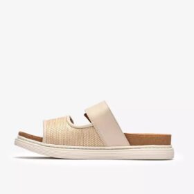 Sandalias planas de piel color crema Arwell Step para mujer