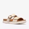 Sandalias planas de piel color crema Arwell Step para mujer Sandalias planas de piel color crema Arwell Step para mujer
