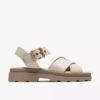 Sandalias planas de piel color crema Orinoco3 Cross para mujer