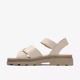 Sandalias planas de piel color crema Orinoco3 Cross para mujer