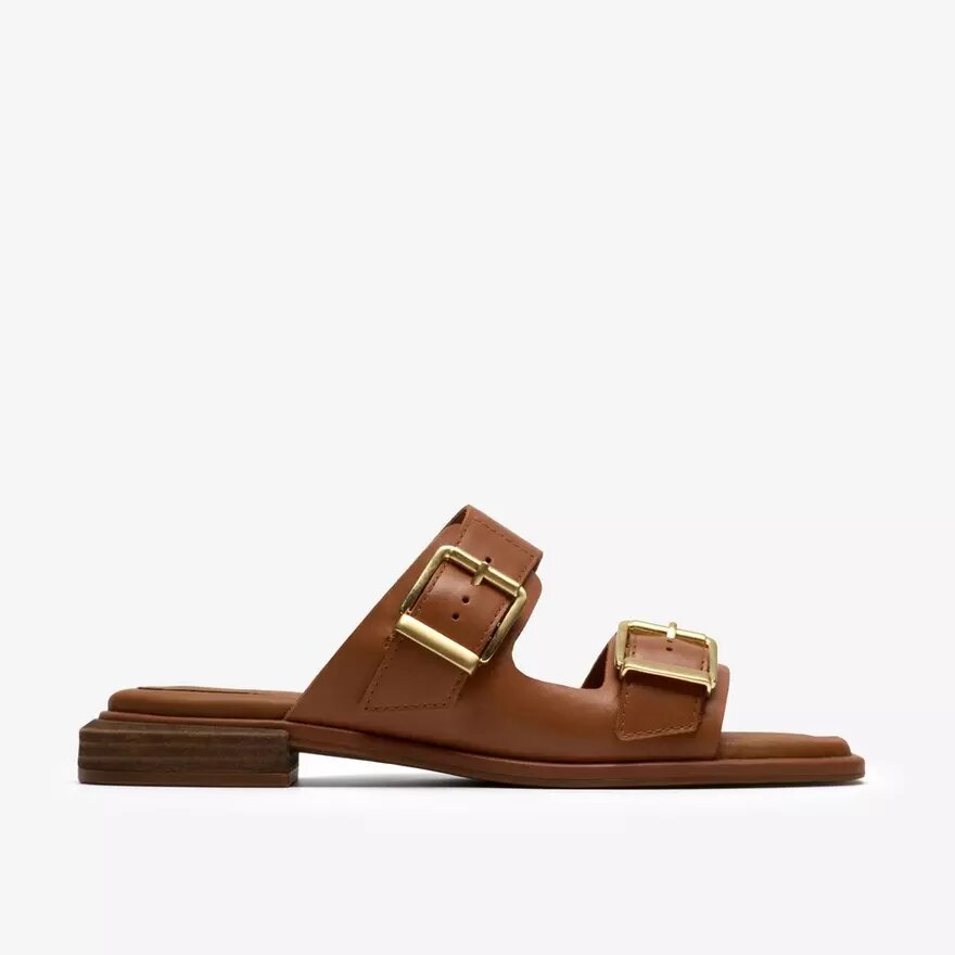 Sandalias planas de piel color tostado Ariany Bay para mujer Sandalias planas de piel color tostado Ariany Bay para mujer