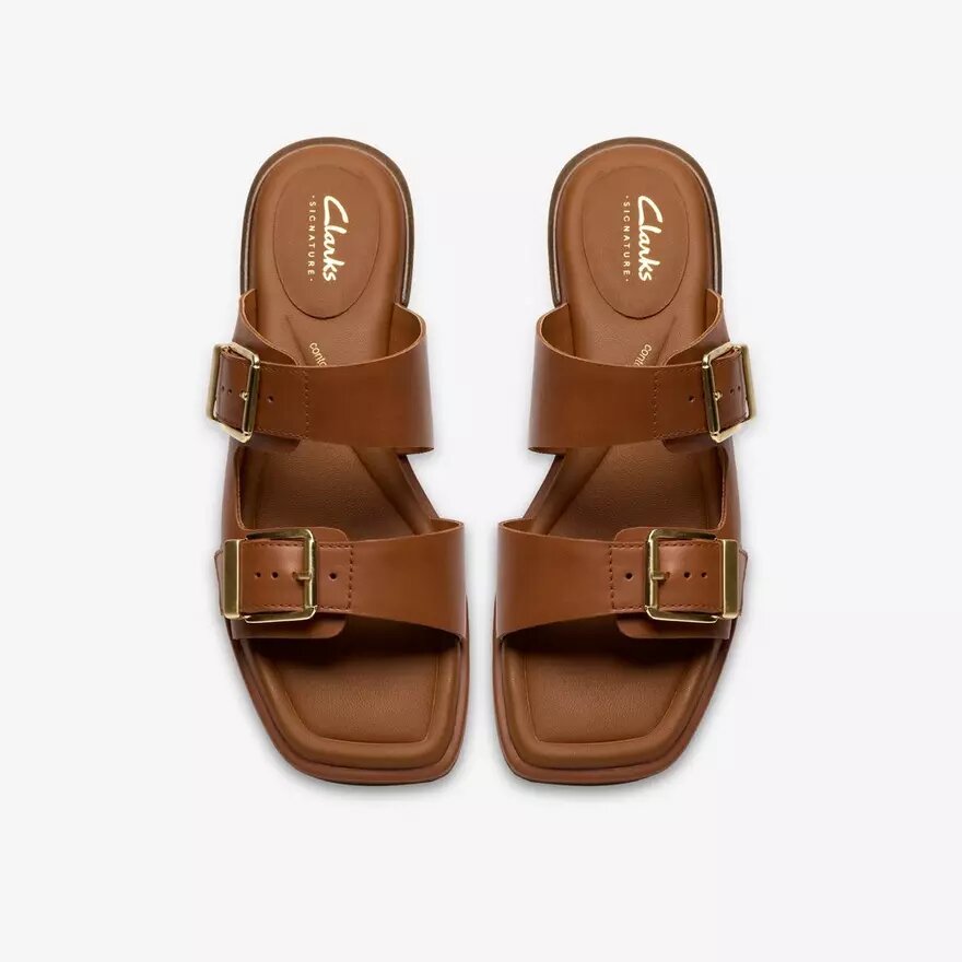 Sandalias planas de piel color tostado Ariany Bay para mujer Sandalias planas de piel color tostado Ariany Bay para mujer