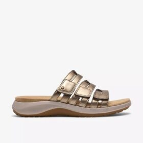 Sandalias planas Maelynn Abby doradas metalizadas para mujer