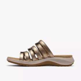 Sandalias planas Maelynn Abby doradas metalizadas para mujer