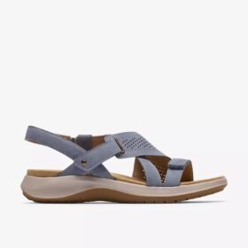 Sandalias planas Maelynn Gem para mujer, en nubuck azul denim