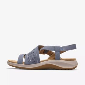Sandalias planas Maelynn Gem para mujer, en nubuck azul denim