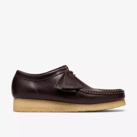 Wallabee para hombre de cuero marrón oscuro