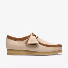 Wallabee para hombre en combinación de piel blanca