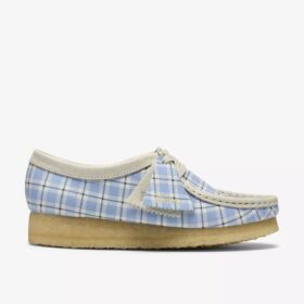 Wallabee para mujer con estampado de cuadros azules