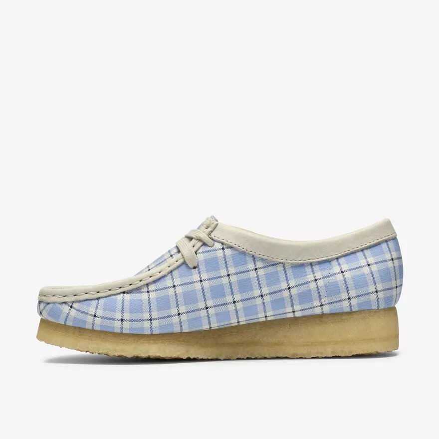 Wallabee para mujer con estampado de cuadros azules Wallabee para mujer con estampado de cuadros azules