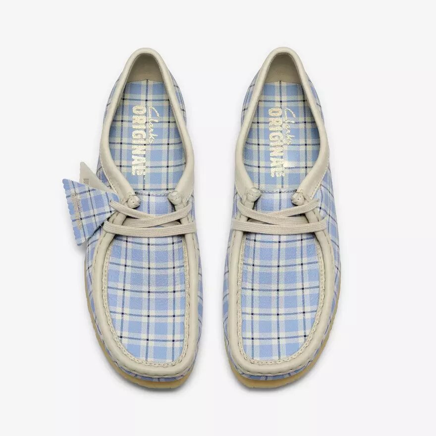 Wallabee para mujer con estampado de cuadros azules Wallabee para mujer con estampado de cuadros azules
