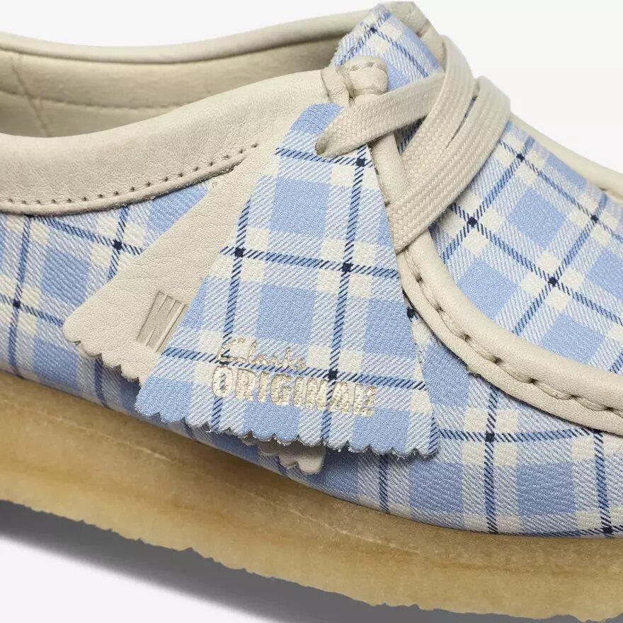 Wallabee para mujer con estampado de cuadros azules Wallabee para mujer con estampado de cuadros azules