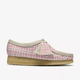 Wallabee para mujer con estampado de cuadros vichy rosa