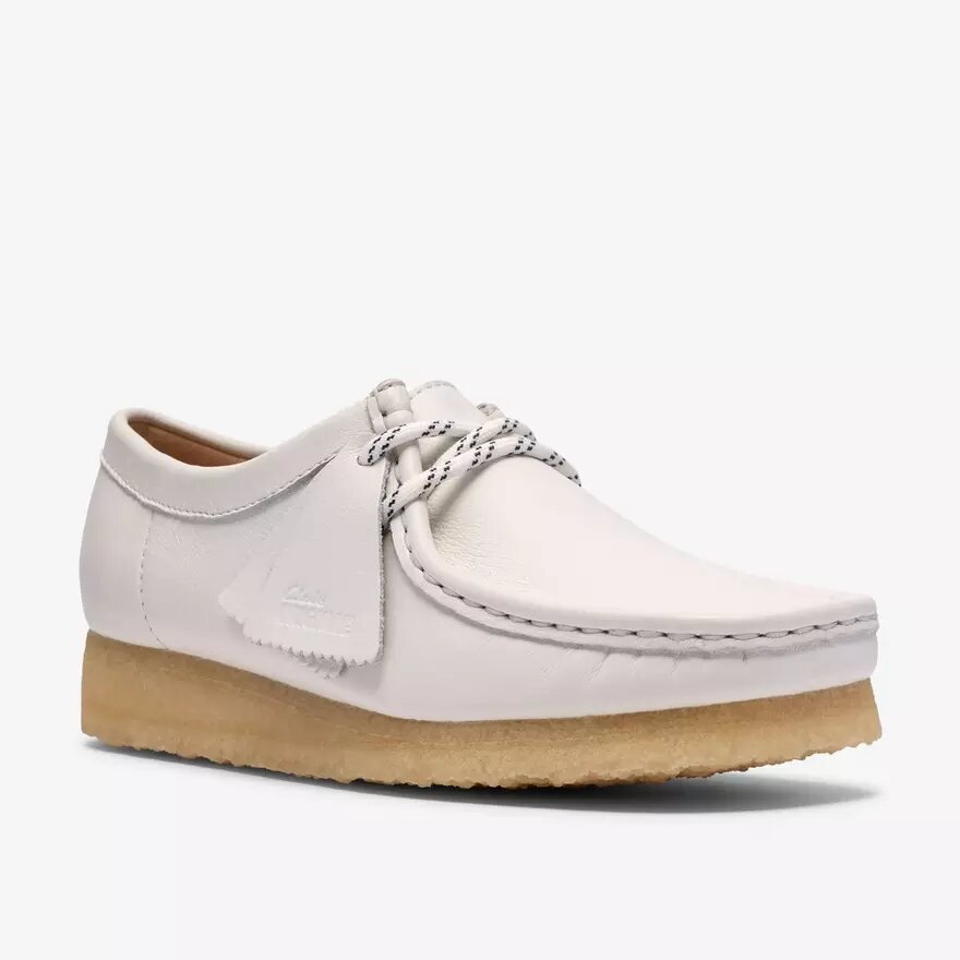 Wallabee para mujer en piel de grano blanco Wallabee para mujer en piel de grano blanco