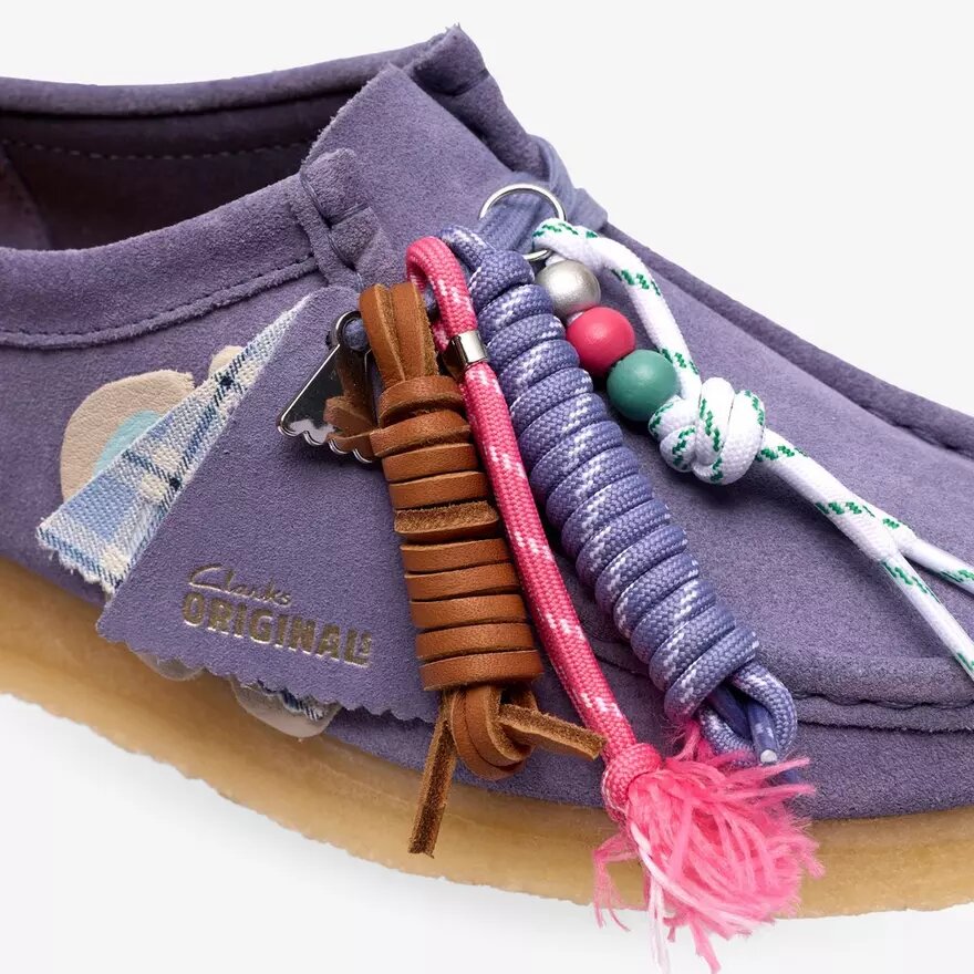 Wallabee para mujer: Wallabees morados con detalles llamativos Wallabee para mujer: Wallabees morados con detalles llamativos