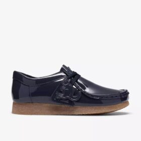 Wallabee para niños mayores, charol azul marino