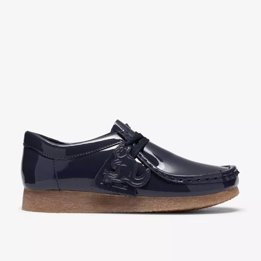 Wallabee para niños mayores, charol azul marino Wallabee para niños mayores, charol azul marino