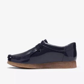 Wallabee para niños mayores, charol azul marino