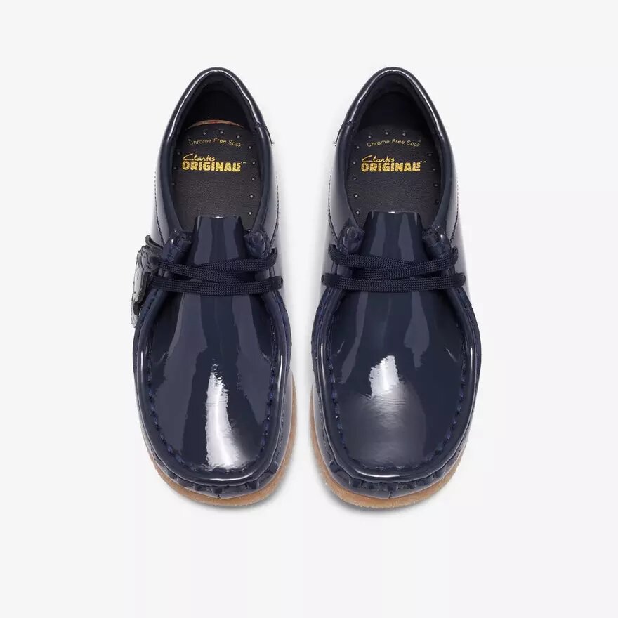 Wallabee para niños mayores, charol azul marino Wallabee para niños mayores, charol azul marino