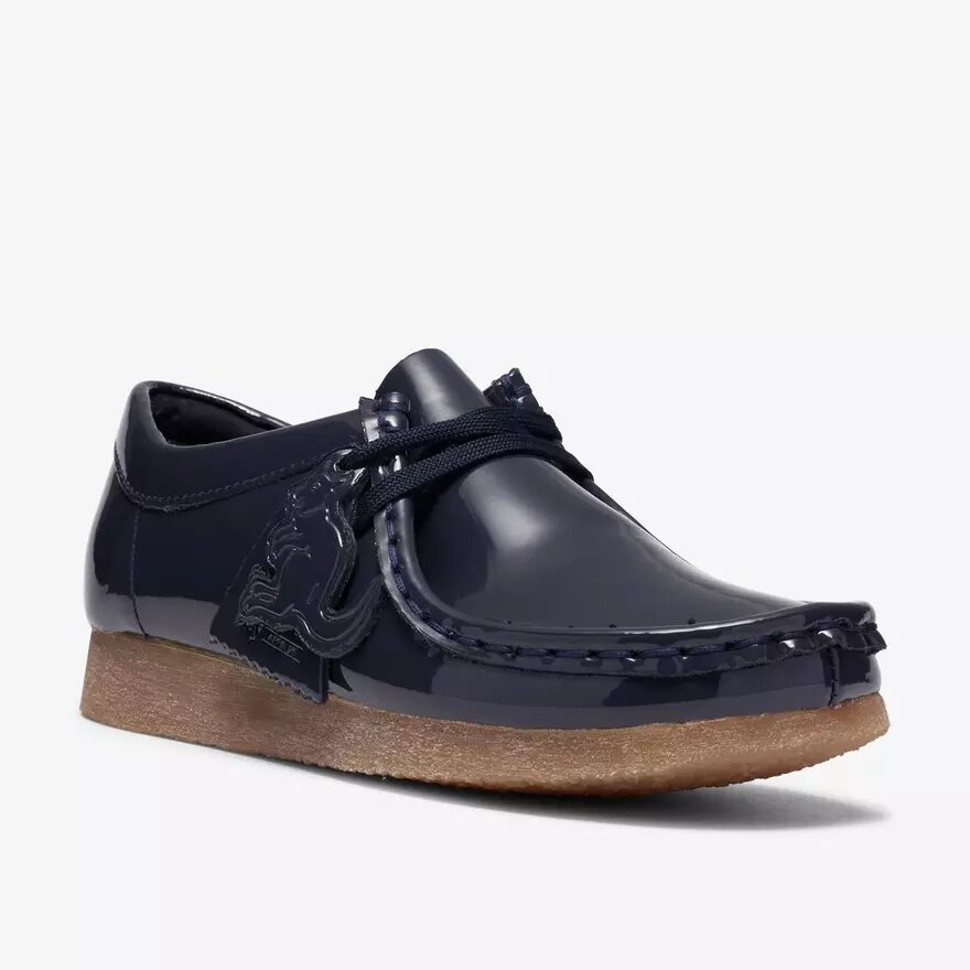 Wallabee para niños mayores, charol azul marino Wallabee para niños mayores, charol azul marino