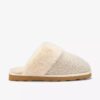 Zapatillas de casa de punto Stockinette para mujer en color caqui