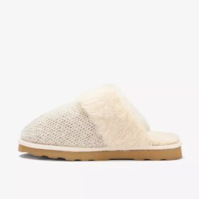 Zapatillas de casa de punto Stockinette para mujer en color caqui
