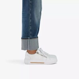 Zapatillas de cuero blancas Hollyrose Zip para mujer Zapatillas de cuero blancas Hollyrose Zip para mujer