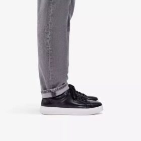 Zapatillas de cuero negro con cordones Goswell para hombre