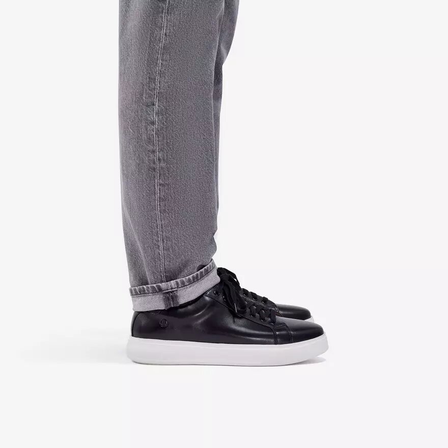 Zapatillas de cuero negro con cordones Goswell para hombre Zapatillas de cuero negro con cordones Goswell para hombre