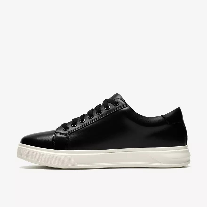 Zapatillas de cuero negro con cordones Goswell para hombre Zapatillas de cuero negro con cordones Goswell para hombre