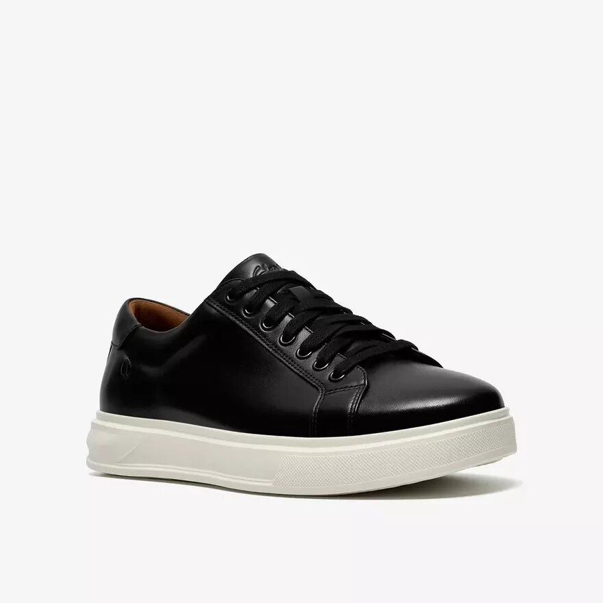 Zapatillas de cuero negro con cordones Goswell para hombre Zapatillas de cuero negro con cordones Goswell para hombre