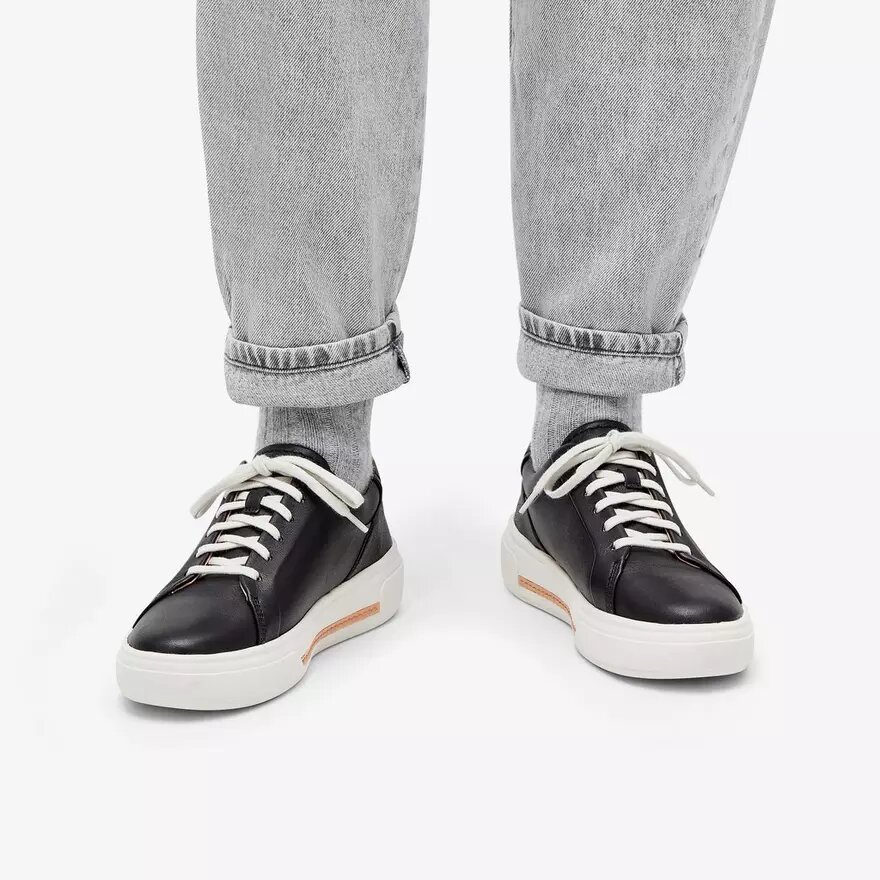 Zapatillas de paseo de cuero negro Hollyhock para mujer Zapatillas de paseo de cuero negro Hollyhock para mujer