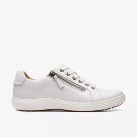 Zapatillas deportivas de cuero blanco con cordones Nalle para mujer