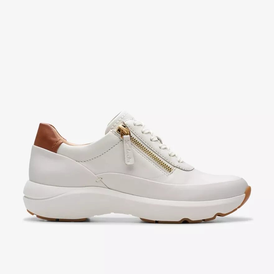 Zapatillas deportivas Tivoli Zip para mujer en piel blanca Zapatillas deportivas Tivoli Zip para mujer en piel blanca