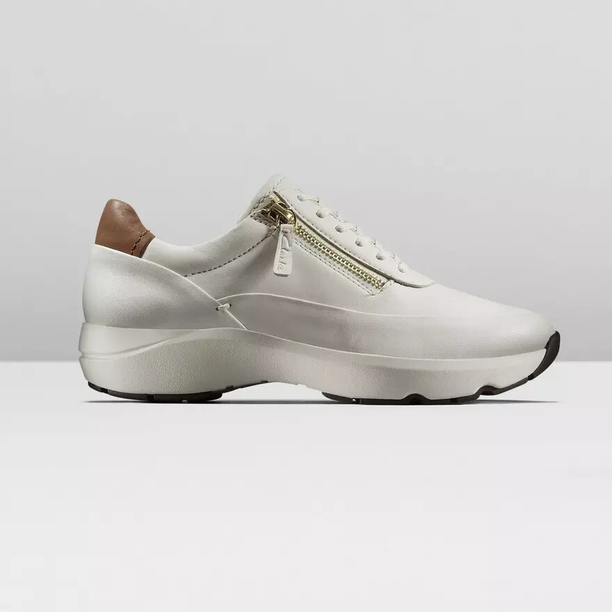 Zapatillas deportivas Tivoli Zip para mujer en piel blanca Zapatillas deportivas Tivoli Zip para mujer en piel blanca
