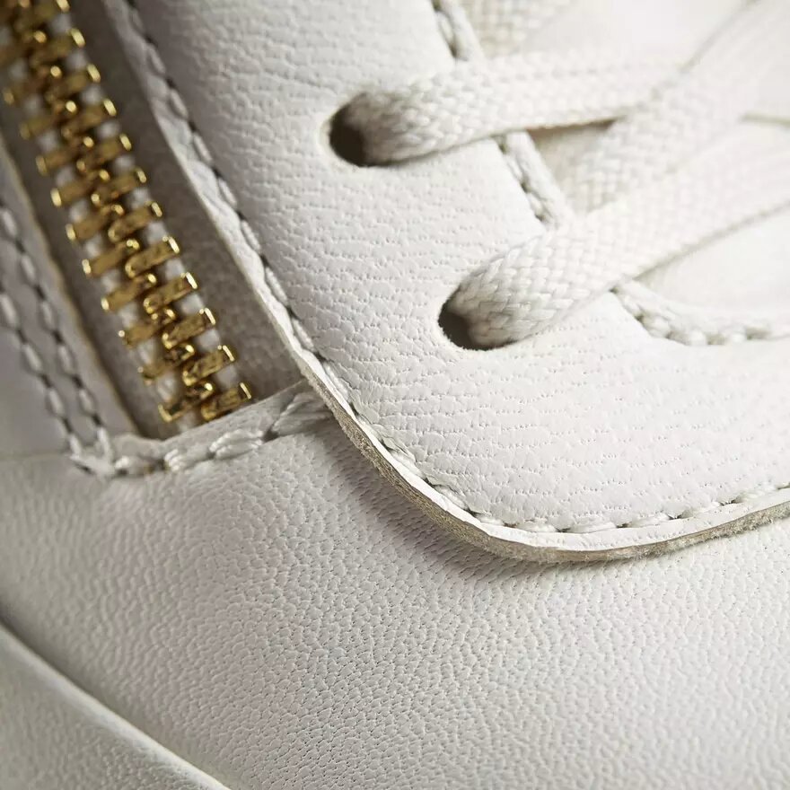 Zapatillas deportivas Tivoli Zip para mujer en piel blanca Zapatillas deportivas Tivoli Zip para mujer en piel blanca