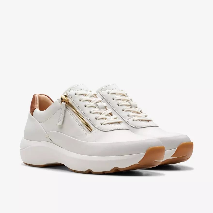 Zapatillas deportivas Tivoli Zip para mujer en piel blanca Zapatillas deportivas Tivoli Zip para mujer en piel blanca