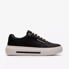 Zapatillas Hollyrose Zip de cuero negro para mujer Zapatillas Hollyrose Zip de cuero negro para mujer