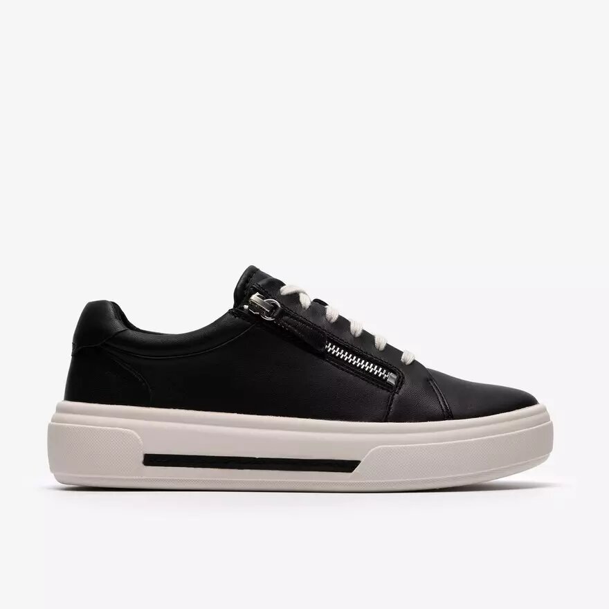 Zapatillas Hollyrose Zip de cuero negro para mujer Zapatillas Hollyrose Zip de cuero negro para mujer